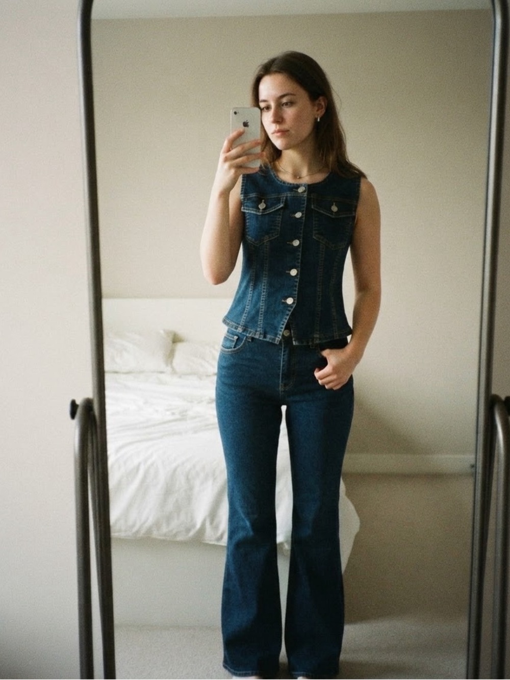 Chicme Denim Two-Piece Set in Dark Wash